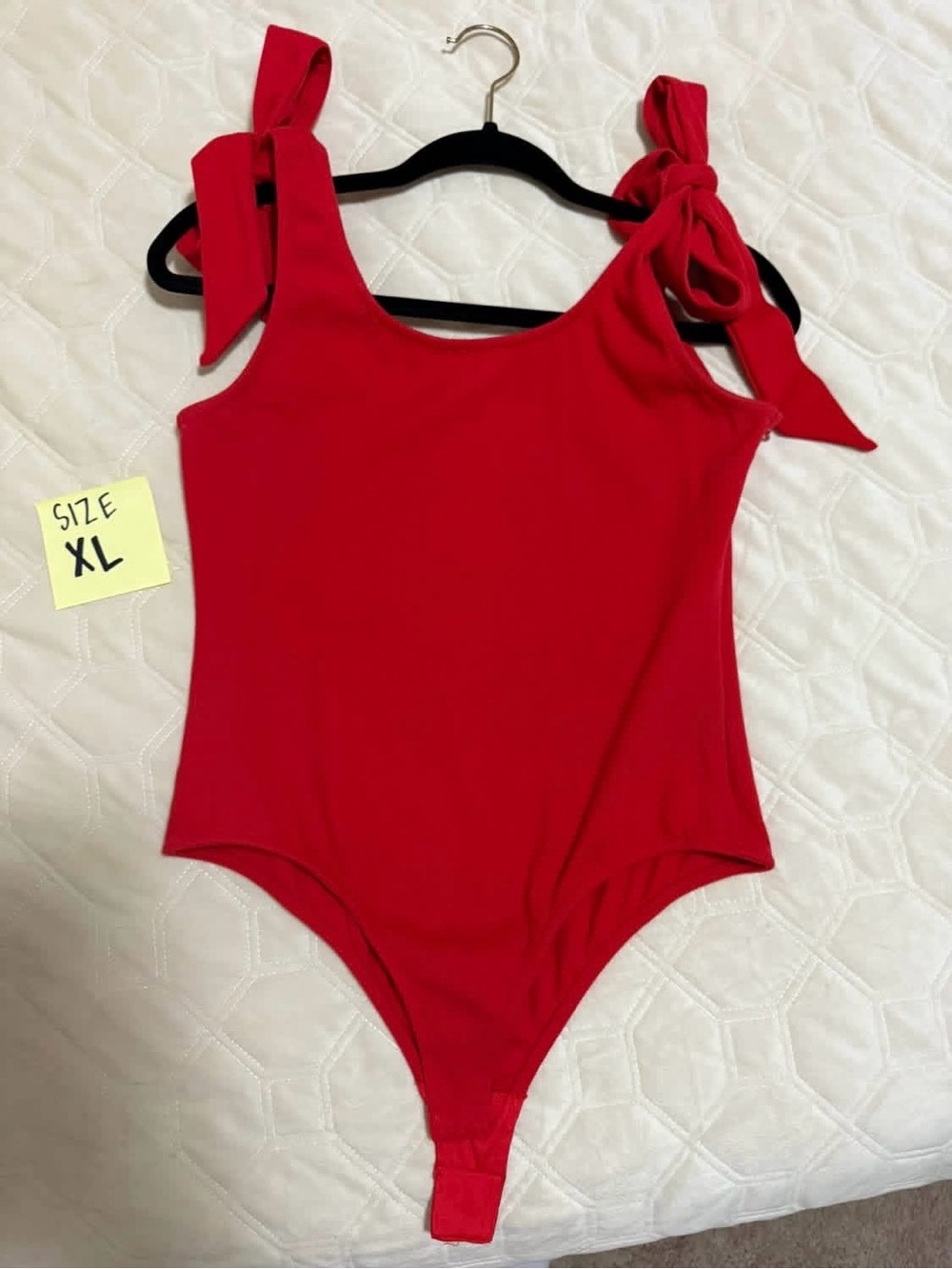 Red Tie-Shoulder Bodysuit